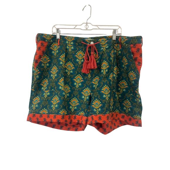 Sundance Pants - Sundance Kalini Teal Paisley Print Shorts Size XL